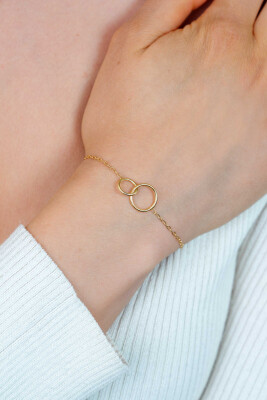 ZINZI Silber 14 Karat Gelbgold plattiertes Paperclip-Gliederarmband mit runden Formen 17-20 cm ZIA2275G