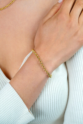 ZINZI silbernes Jasseron Armband gelb vergoldet 5mm breit 19cm ZIA1009G