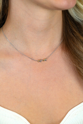 ZINZI zlv.collier met takje bicolor 42/44cm