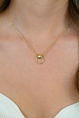 ZINZI zlv. collier gg.verg. hart en open ring 42/45cm