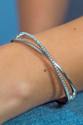 ZINZI silbernes Sklavenarmband überkreuz  weiß ZIA1569