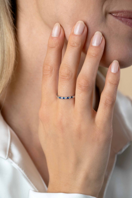 ZINZI zlv. aanschuifring blauw en wit zirc.mt.54