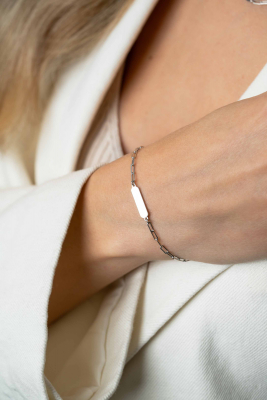 ZINZI Silberarmband mit glänzender rechteckiger Platte zum Gravieren von 16,5-19,5 cm ZIA2530
