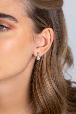 ZINZI silberne Ohrstecker mit quadratischen weißen Zirkonia- und Pavé-Fassungen 15mm ZIO2268