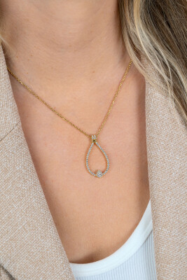 ZINZI zlv. collier gg.verg. luxe ovale hanger zirconia's