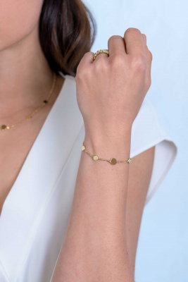 ZINZI silbernes Armband 14K gelb vergoldet runde Plättchens mit Gourmet Glieder 17-20cm ZIA2158G