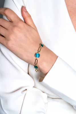 ZINZI zlv.armband gg.verg.ov.schakels/turq/groen