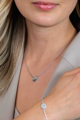 ZINZI zlv. collier met rond plaatje 11mm 42/45cm