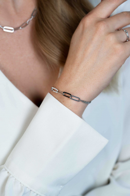 ZINZI silbernes Armband doppelte Kette mit Paperclip Gliedern ZIA2262