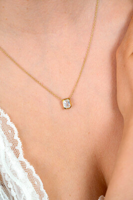 ZINZI zlv. collier gg.ver. hanger rechthoek zirconia