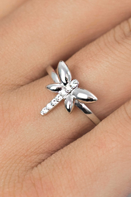 ZINZI silberner Ring Libelle weiß 12mm ZIR1887
