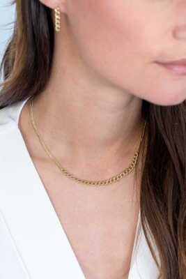 ZINZI silbernes multi-look Kette 14K gelb vergoldet 45cm Mittelteil breite Gourmet Glieder ZIC2185G