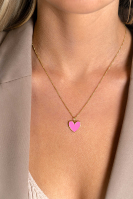 ZINZI zlv. hanger hart geel verguld roze