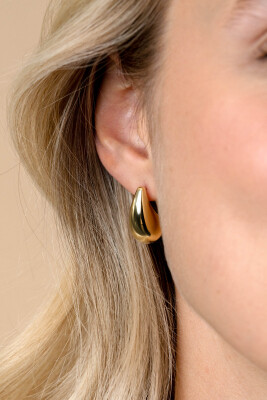 20mm ZINZI vergoldete Silber Ohrstecker in organischer Tropfenform ZIO2589G