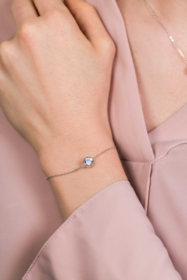 ZINZI silbernes Armband mit runder Fassung weiß 17-19cm ZIA1775