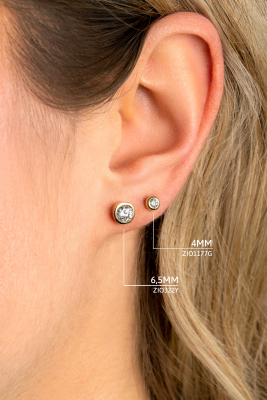 "Zinzi silberne Ohrstecker 14K gelbvergoldet rund 4mm weiß ZIO1177G"