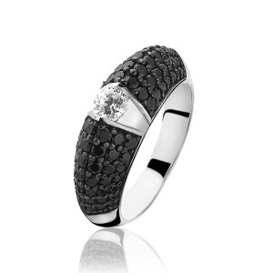 ZINZI silberner Ring schwarz ZIR1016Z