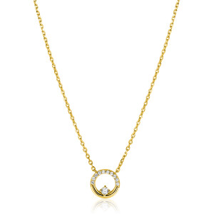 ZINZI zlv. collier gg.verg.open rondje met zirconia's