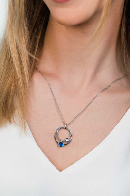 ZINZI silberner Anhänger rund Kreis blau 32mm ZIH1963