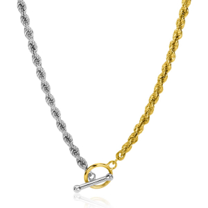 ZINZI zlv. koordcollier bicolor met T-bar 45cm