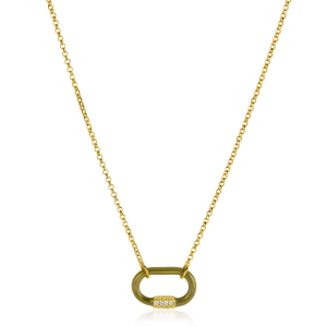 ZINZI zlv. collier met hanger olijfgroen met zirc.