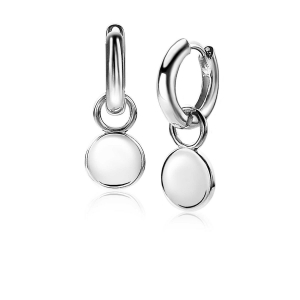 ZINZI zlv. oorbedels rond plaatje 8mm