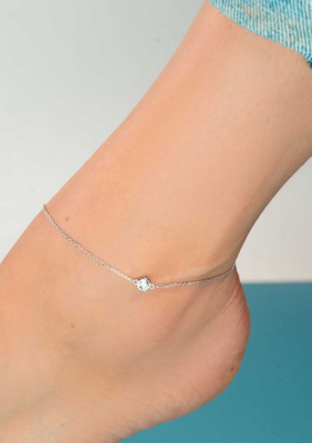 ZINZI silbernes Knöchelband rund  weiß 23+4cm ZIE1393