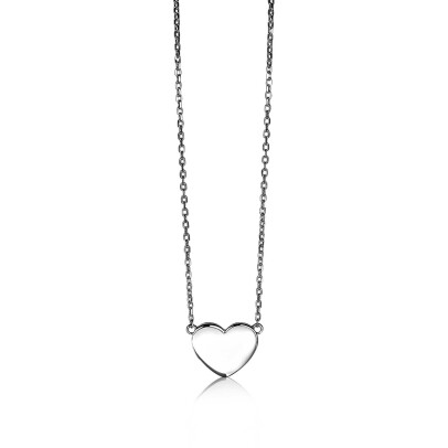 ZINZI zlv. collier met hart plaatje 42/45cm