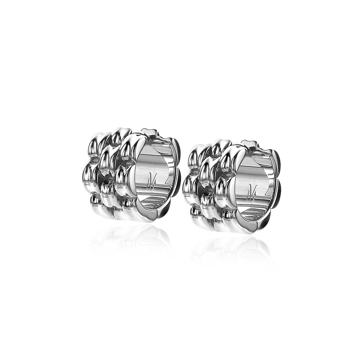 "Mart Visser by ZINZI silberne breite Gliederohrringe mit luxuriösem Scharnierverschluss  15 x 8mm MVO22"