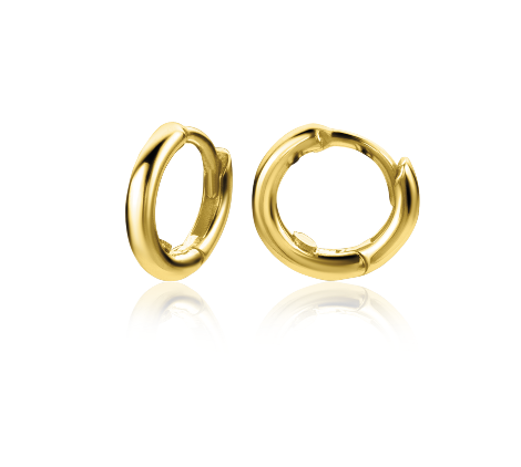 ZINZI Gold 14 Karat goldene Creolen rund rohrförmig Luxusverschluss 11 x 1,8mm ZGO302