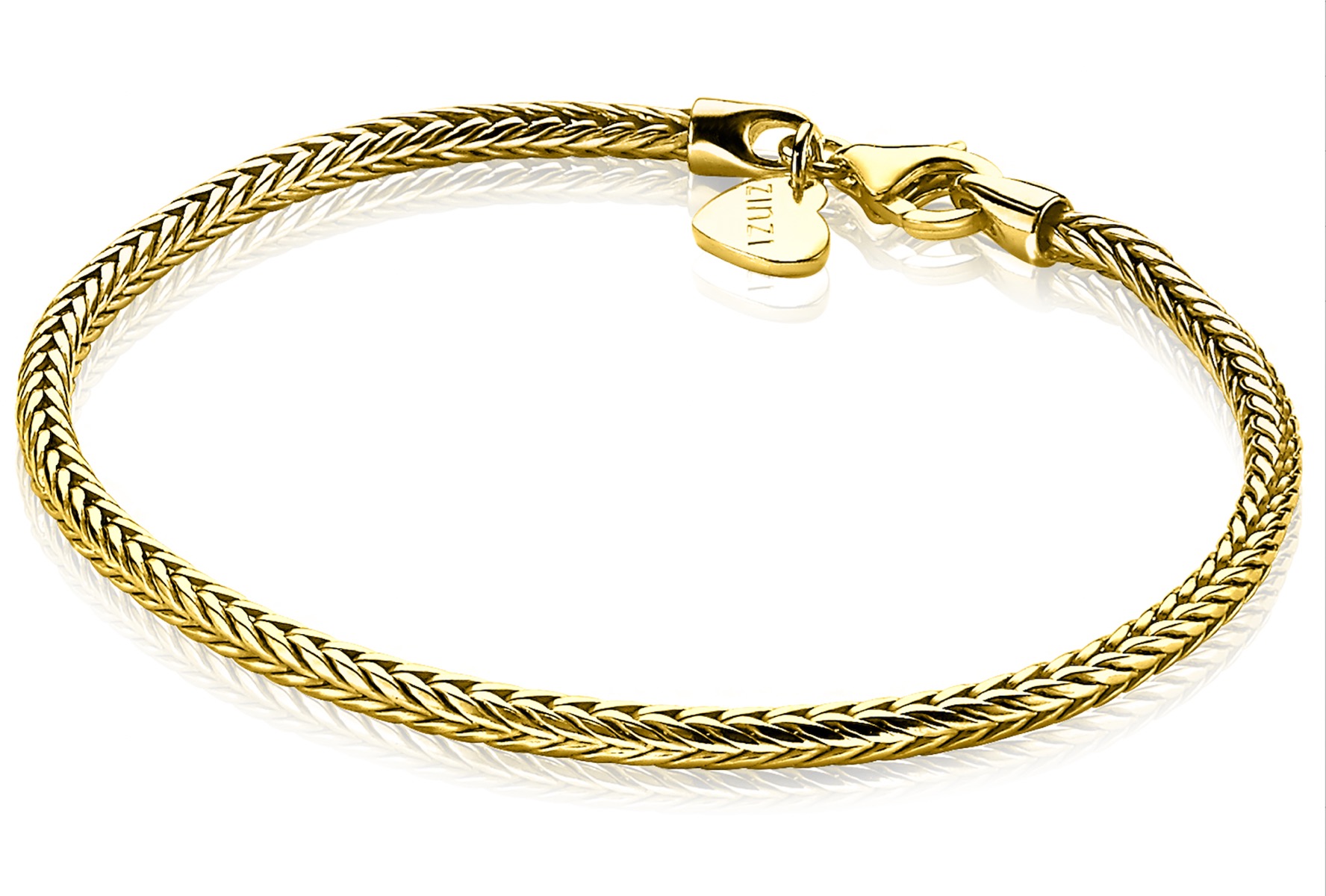 ZINZI silbernes Gliederarmband gelb vergoldeter Fuchsschwanz 3mm breit 19cm ZIA1287G