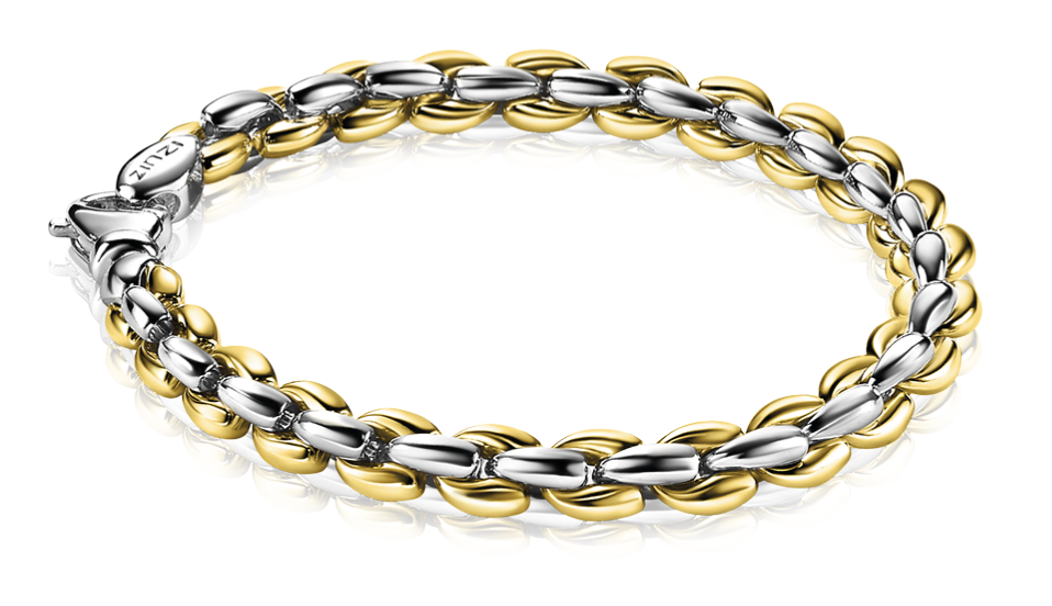 ZINZI silbernes Gliederarmband gelb vergoldet 7mm breit 19,5cm ZIA1290