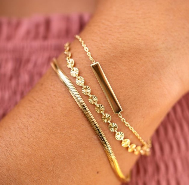 ZINZI zlv. armband geel verguld met recht plaatje