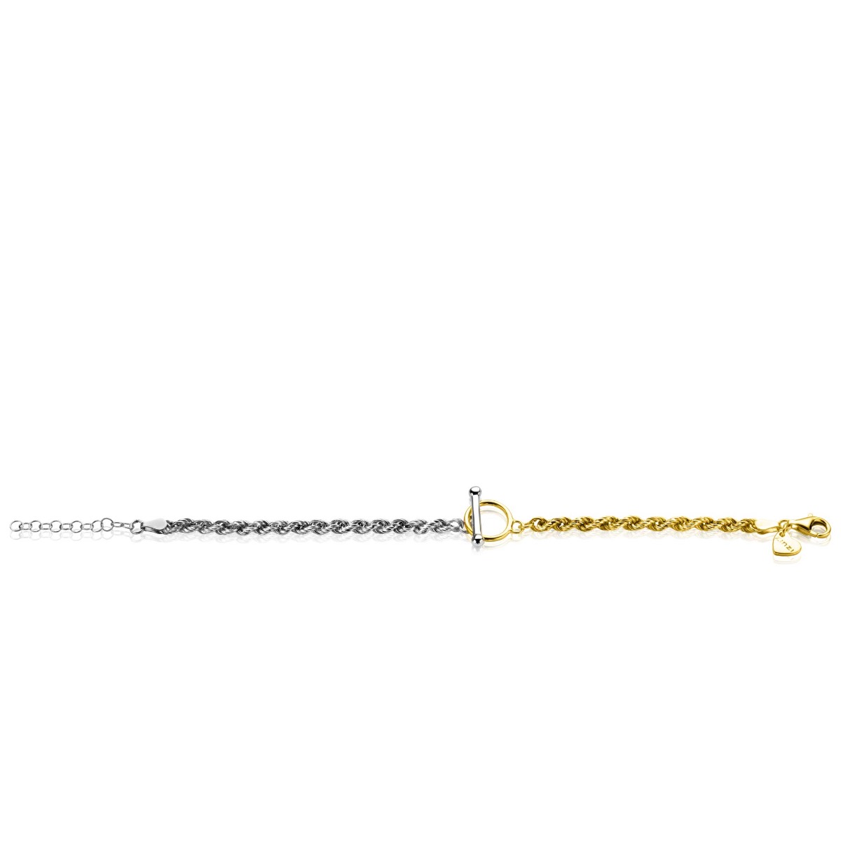 ZINZI zlv. koordarmband bicolor met T-bar