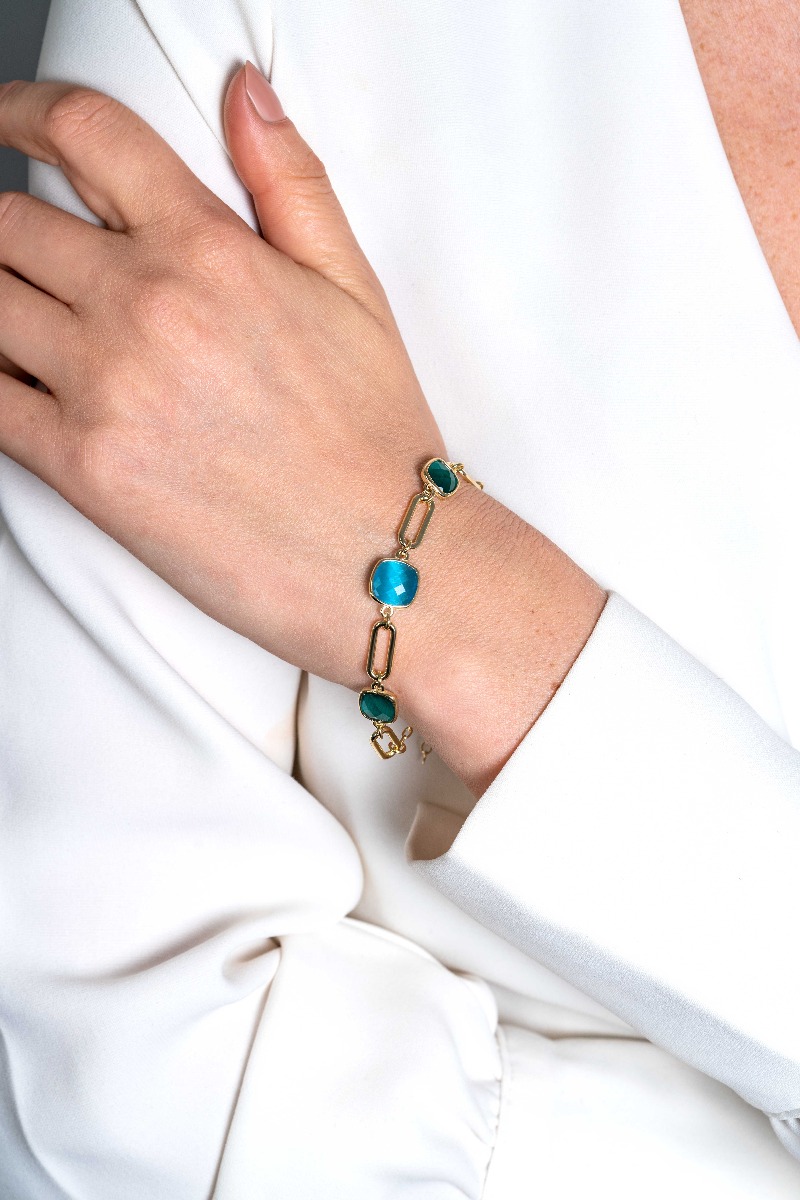 ZINZI zlv.armband gg.verg.ov.schakels/turq/groen