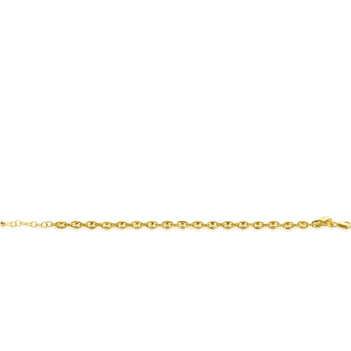 ZINZI zlv. armband gg.verg. koffieboon schakel 5mm