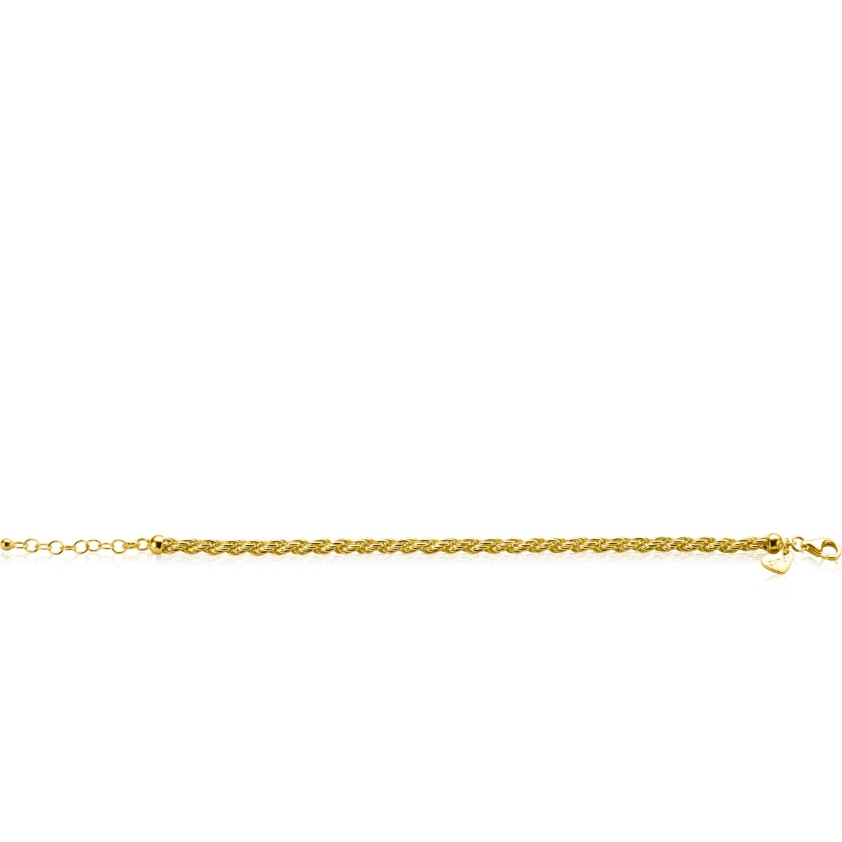 ZINZI zlv. armband geel verguld koord 4mm
