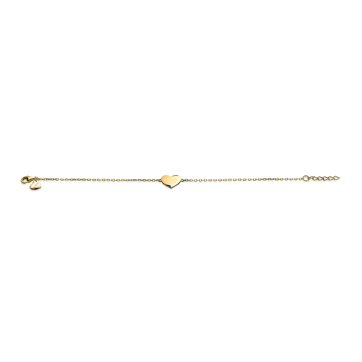 ZINZI zlv. armband geel verguld met hart plaatje