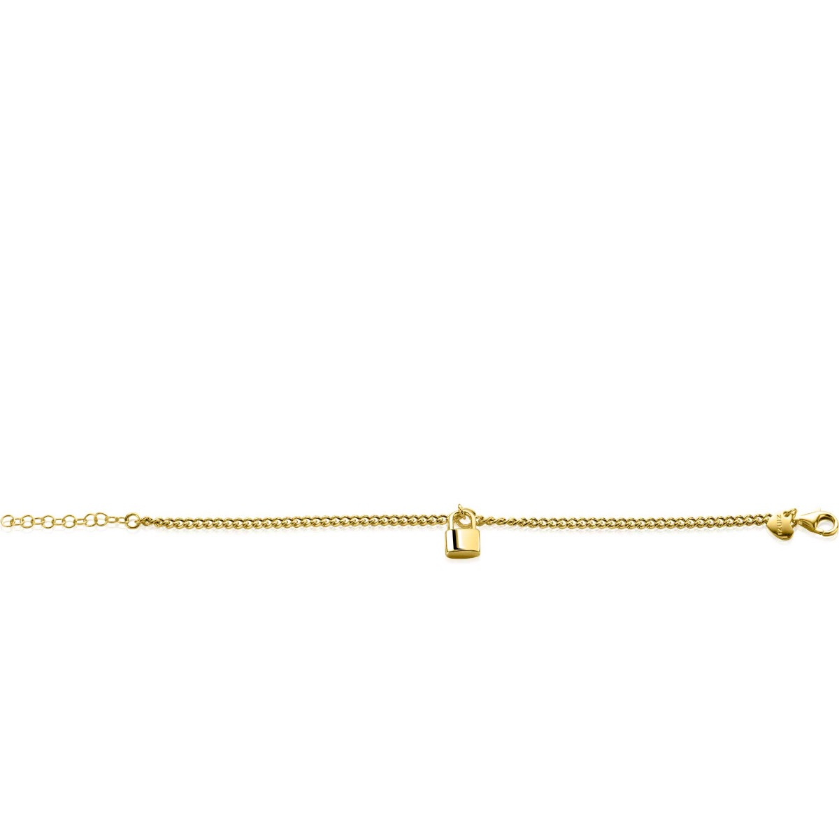 ZINZI zlv. armband gg.verg. grmt.met slotje hanger