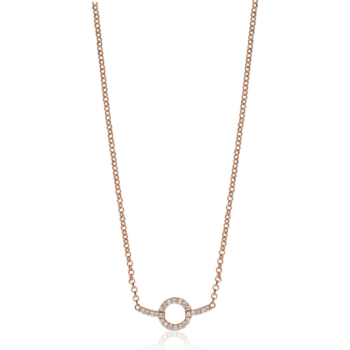 ZINZI silberne Kette rosé vergoldet eng rund design  weiß 42-45cm ZIC1063R