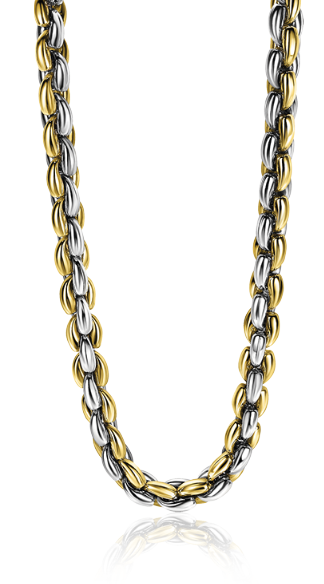 ZINZI silberne Gliederhalskette gelb vergoldet 7mm breit 45cm ZIC1290