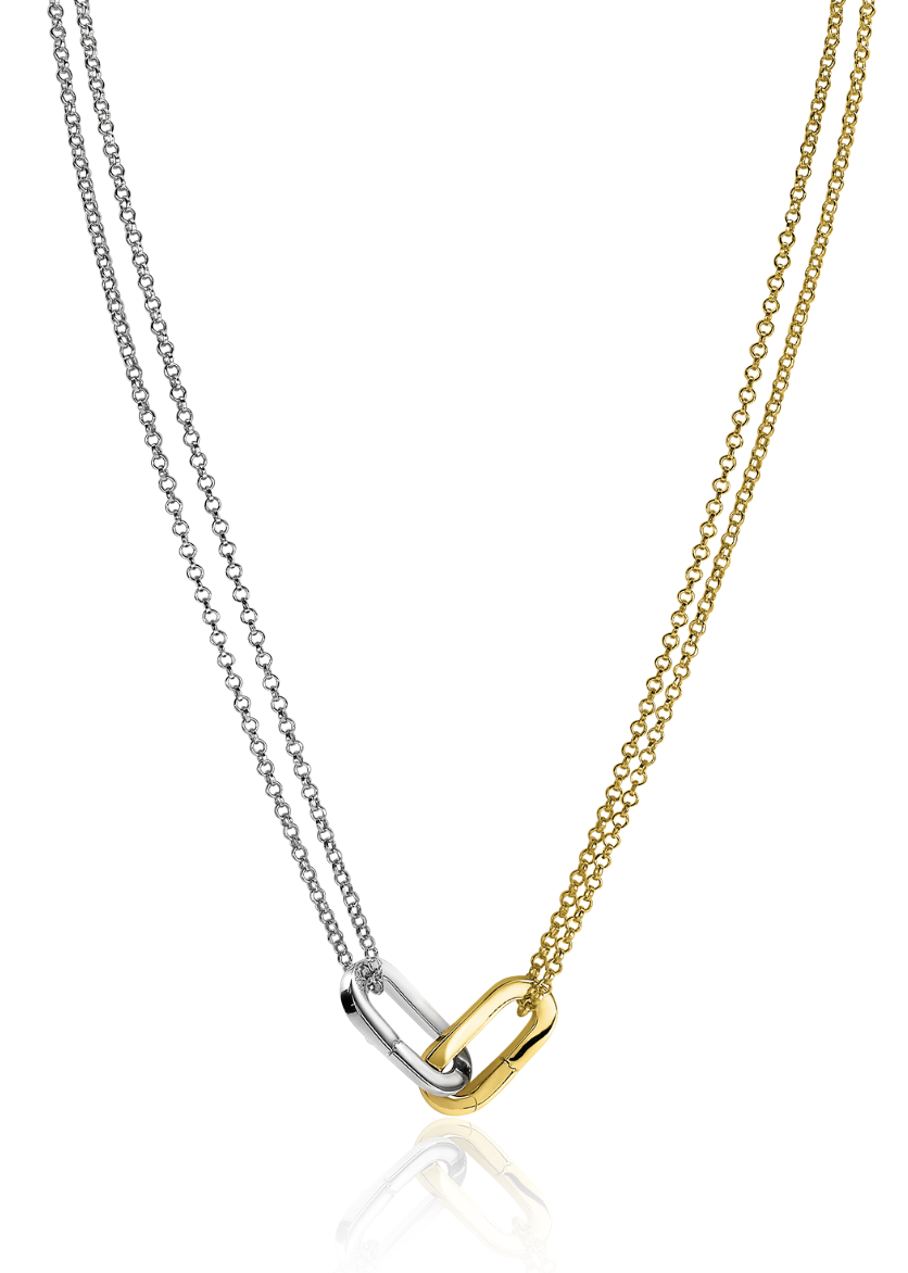 ZINZI silberne zweifarbige Kette 45cm ovaler Verschlussring ZIC2215