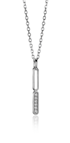 ZINZI Silberkette 42-45cm mit Stabanhänger trendy oval weiß ZIC2270