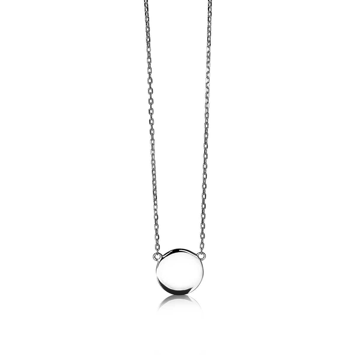 ZINZI zlv. collier met rond plaatje 11mm 42/45cm