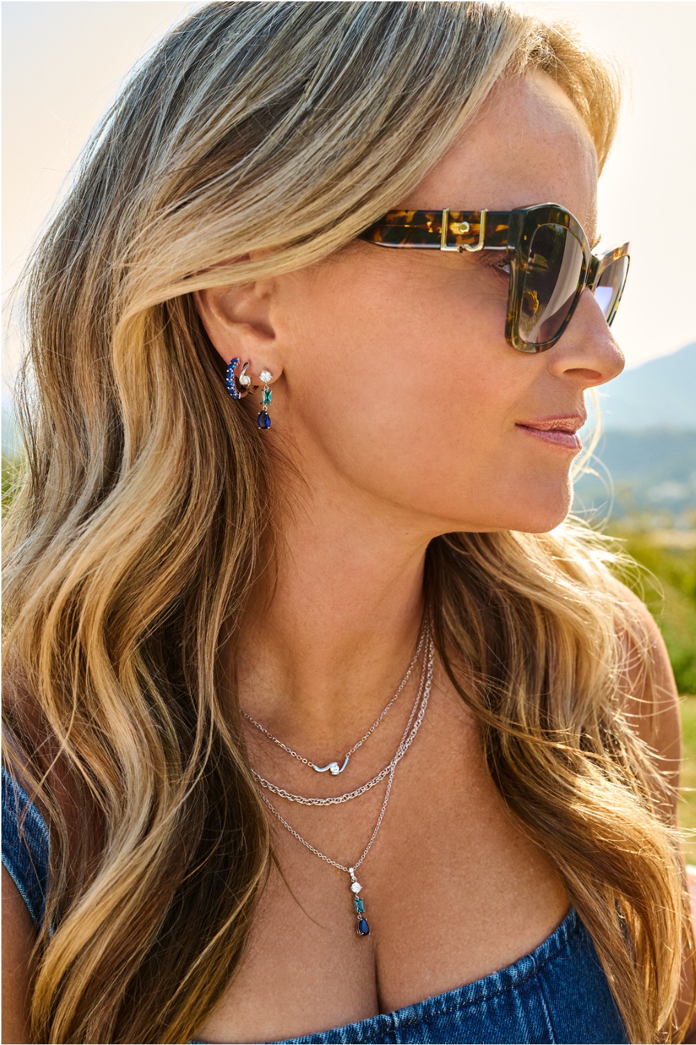 ZINZI zlv. collier hanger blauw peer/lichtbl.rechth/zc