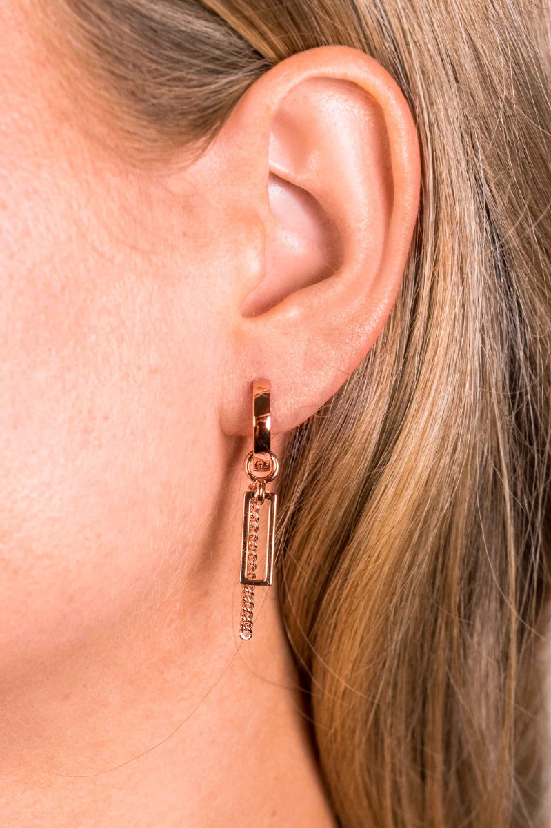ZINZI silberne Ohrhänger rosé vergoldet Gourmet Kette 30mm ZICH1694R