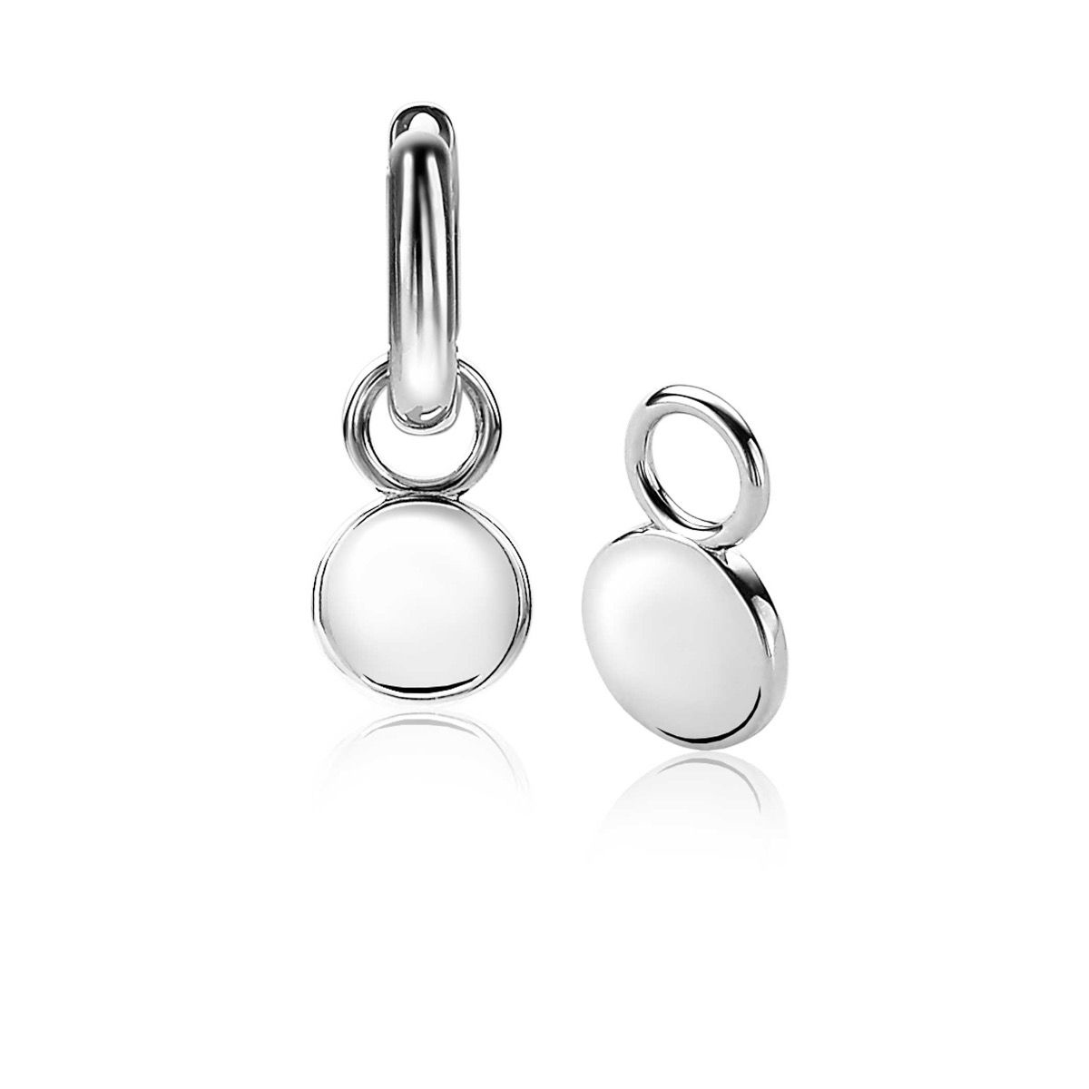 ZINZI zlv. oorbedels rond plaatje 8mm