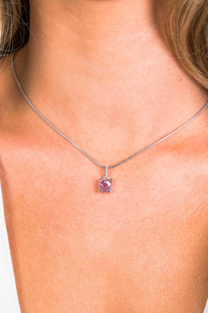 "ZINZI silberner Anhänger quadratisch rosa ZIH1470R"