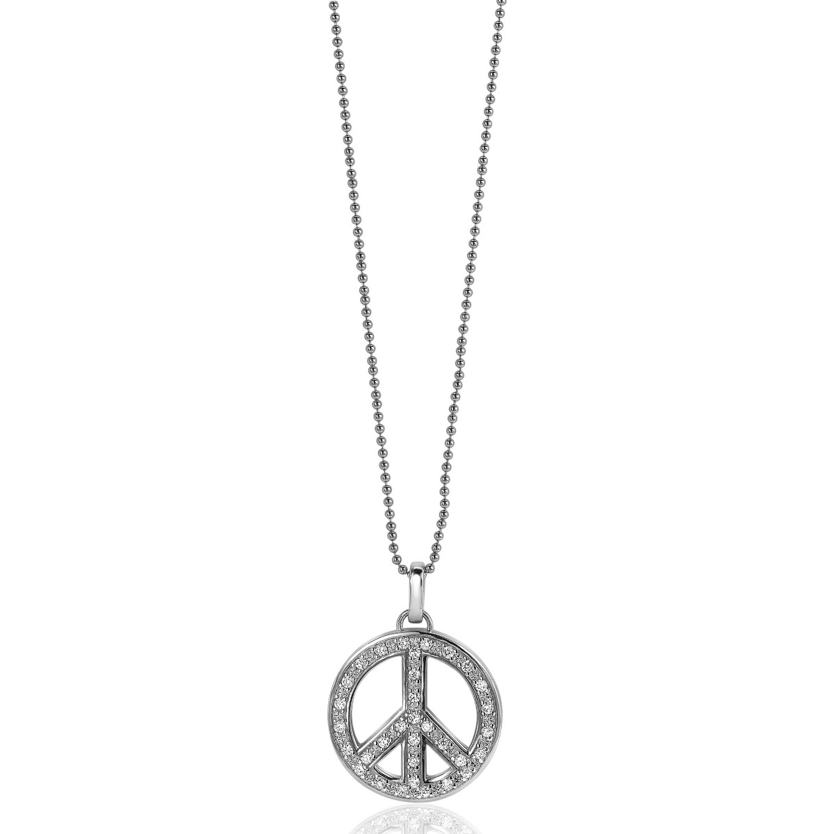 ZINZI silberner Peace-Anhänger 22 mm, besetzt mit weißen Zirkonias ZIH662