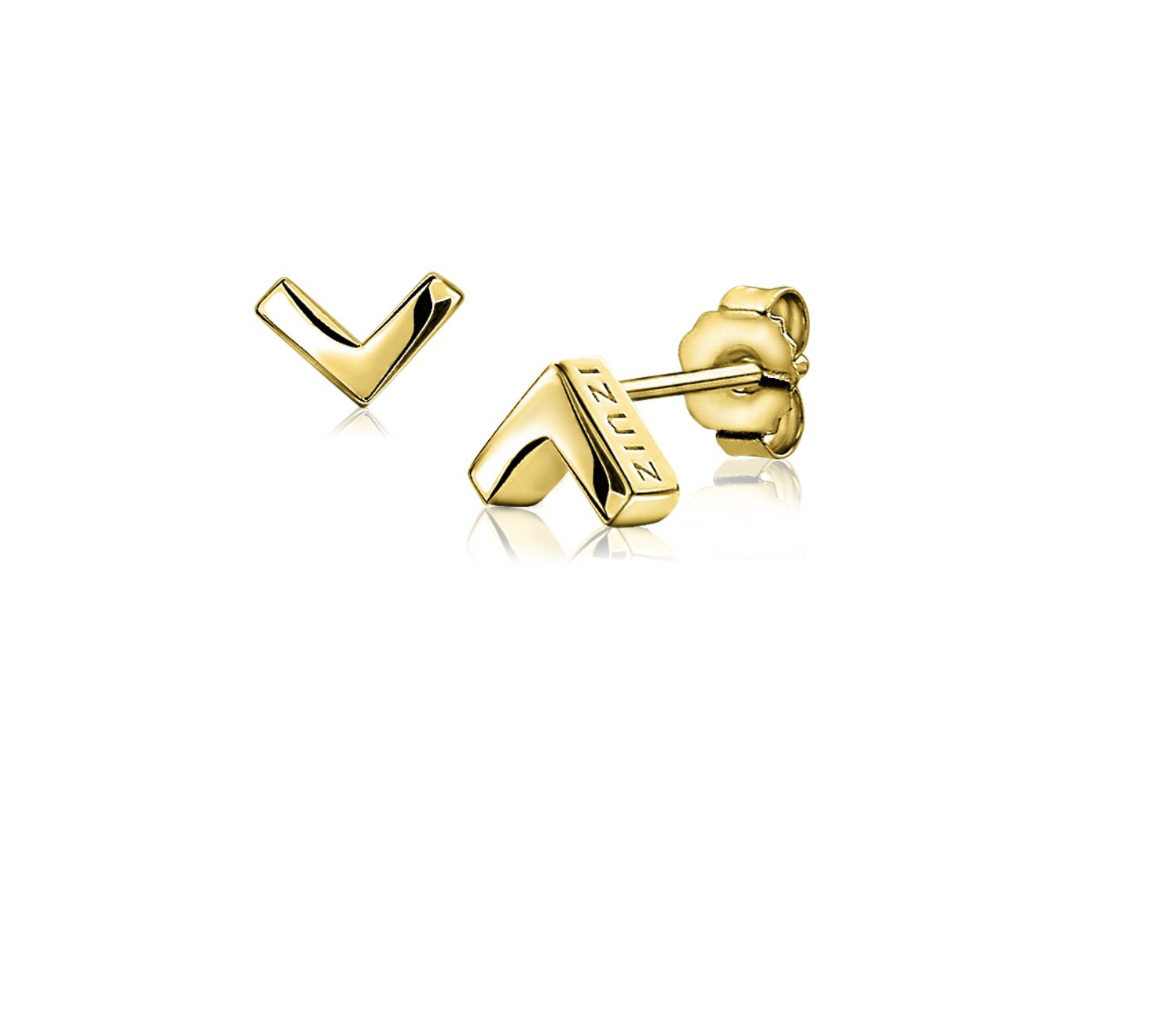 ZINZI silberne Ohrstecker gelbvergoldet glatt V-Form 7mm ZIO1380G